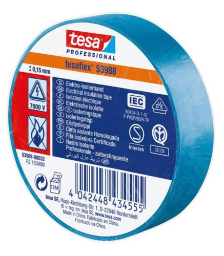 Taśma izolacyjna z miękkiego PVC 19mm x 20m niebieska tesa 53988