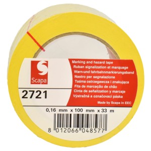 Taśma samoprzylepna Ostrzegawcza i Znakująca Żółta 100mm 33m SCAPA 2721