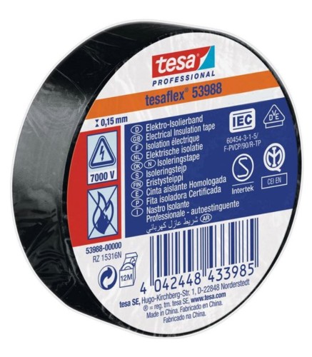 Taśma izolacyjna z miękkiego PVC 19mm x 20m czarna tesa 53988