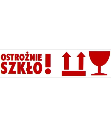 Taśma samoprzylepna z nadrukiem "OSTROŻNIE SZKŁO !"